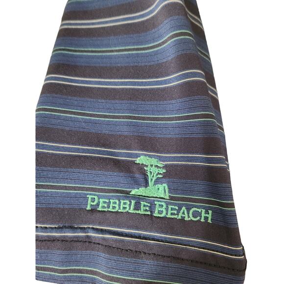 Pebble Beach Performance Men's Large Striped Golf Polo Shirt - Picture 4 of 6